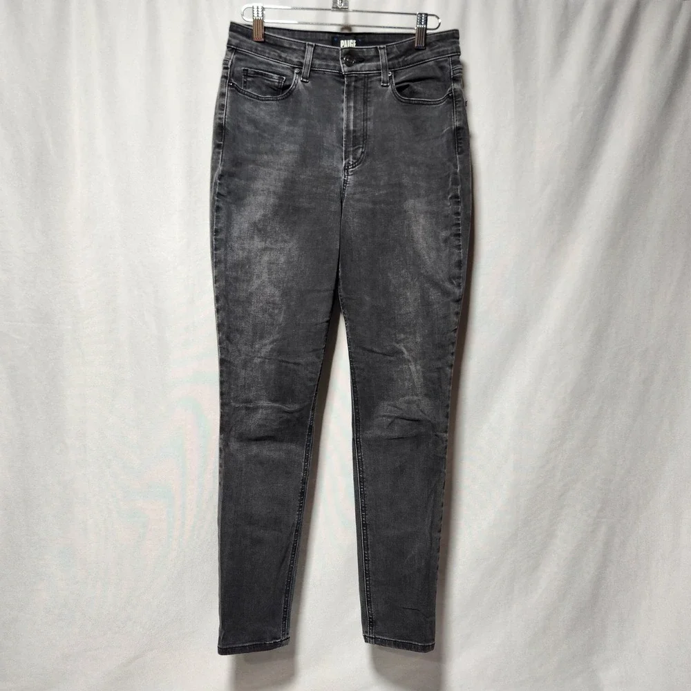 womens PAIGE black‎ denim JEANS Bombshell Skinny Mid Rise Stretch Dark Magnet 28